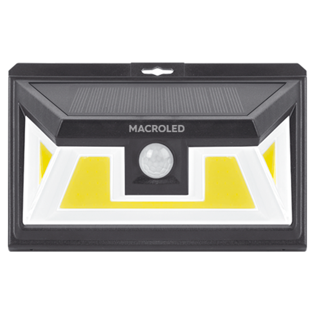 Artefacto exterior solar de pared 5W c/sensor de mov. Macroled frio