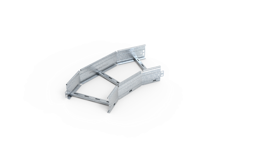CURVA PLANA ESCALERA SMARTTRAY DE 300 mm A 45º ALA 90 mm #18 GALV. EN CALIENTE