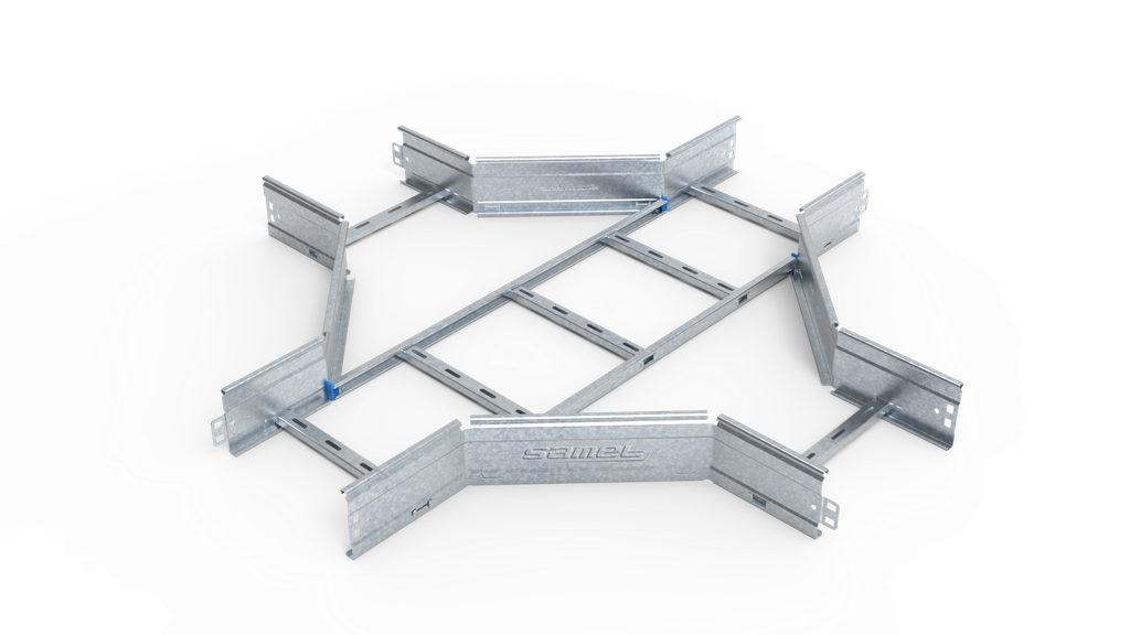 UNION CRUZ ESCALERA SMARTTRAY DE 300 mm ALA 90 mm #18 GALV. EN CALIENTE