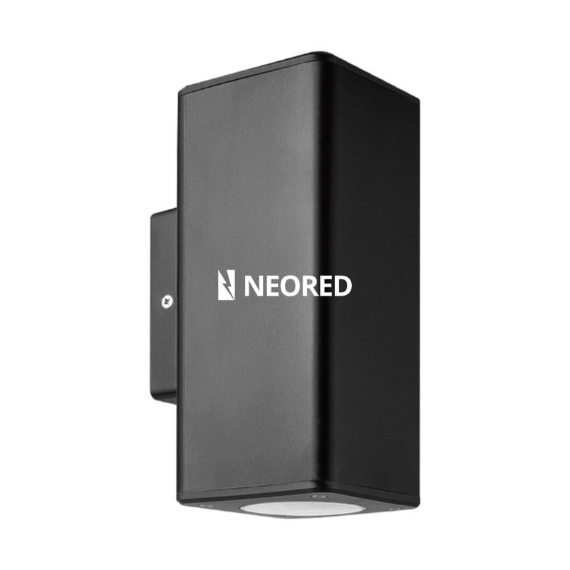 ARTEFACTO DE APLICAR EXTERIOR CUADRADO, COLOR NEGRO, BIDIRECCIONAL, IP54, AC100240V, GU10, 9W MAX