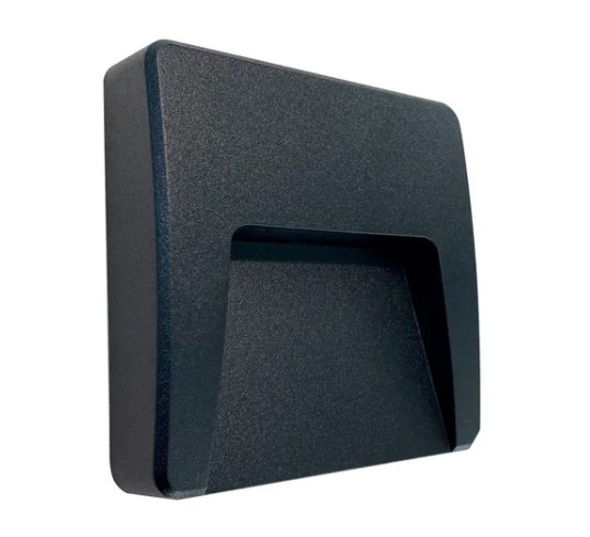 ARTEFACTO DE APLICAR EXTERIOR CUADRADO, COLOR NEGRO, UNIDIRECCIONAL, IP65, AC100-240V, 3W 100LM, RA>80, BLANCO CALIDO