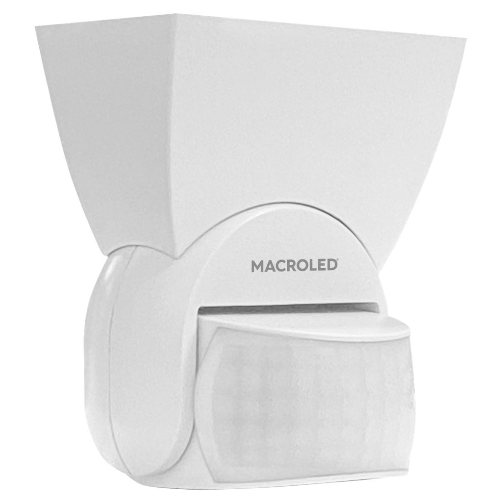 SENSOR DE MOV PARED BLANCO MACROLED AC220-240V 1200W MAX, 12M DE ALCANCE, 180º, IP65