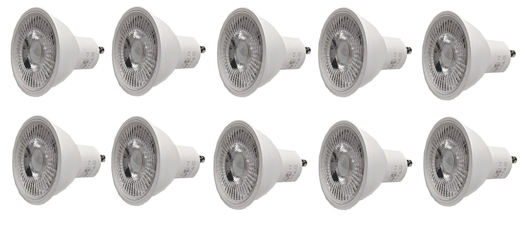 Pack x10 Dicroicas Luz Cálida GU10 7w 3.000 K Ledlife