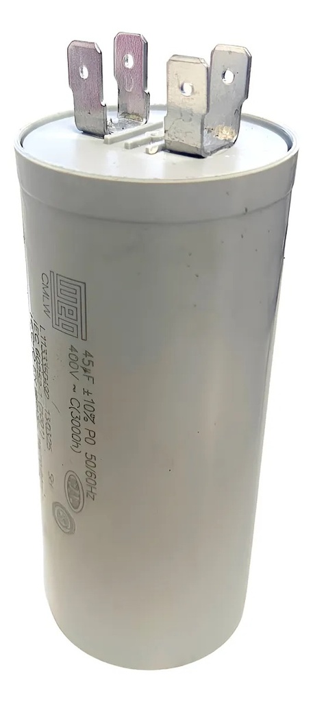 CONDENSADOR ILUMINACIÓN-MOTORES WEG -400vca CMLW - IEC 60252-1 45uf. x 400vca. Fast-On Caja x 30 unid.