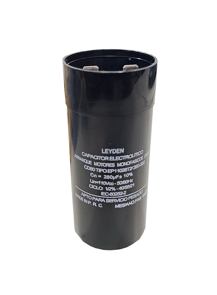 CAPACITOR ELECTROLÍTICO PARA ARRANQUE DE MOTORES EN 220vca 270 / 310 uf.
