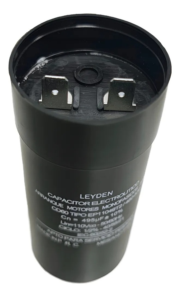 CAPACITOR ELECTROLÍTICO PARA ARRANQUE DE MOTORES EN 220vca 460 / 530 uf.
