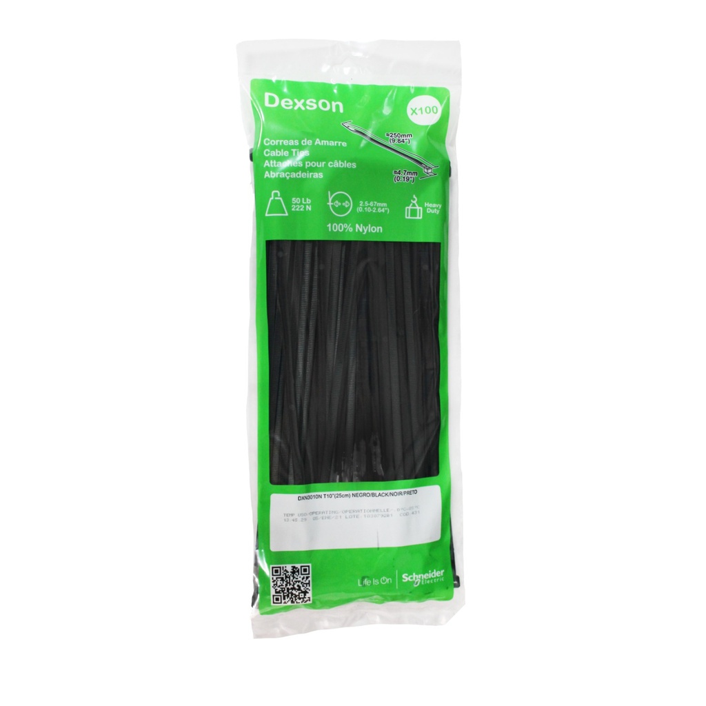 Precinto Negro T10 250x3,6mm Dexson