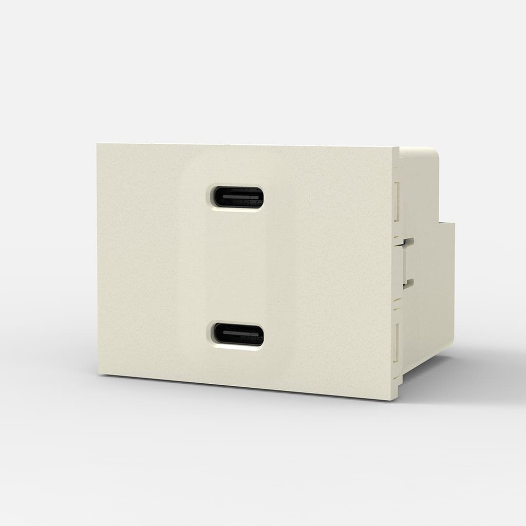 MODULO CARGADOR USB DOBLE "C" + "C" 220v BLANCO 5 A.