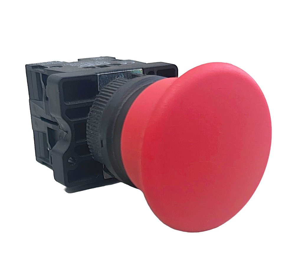 PULSADOR DE EMERGENCIA PLASTICO HONGO 40MM ROJO (1 NORMAL CERRADO+1 NORMAL ABIERTO)
