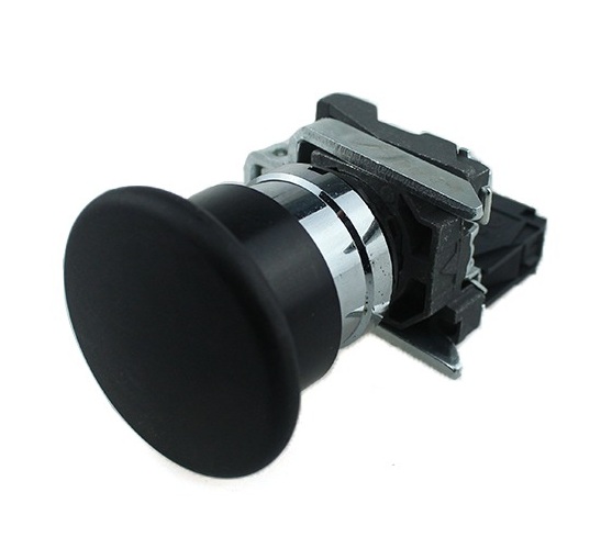 PULSADOR DE EMERGENCIA METALICO HONGO 40MM NEGRO (1 NA)