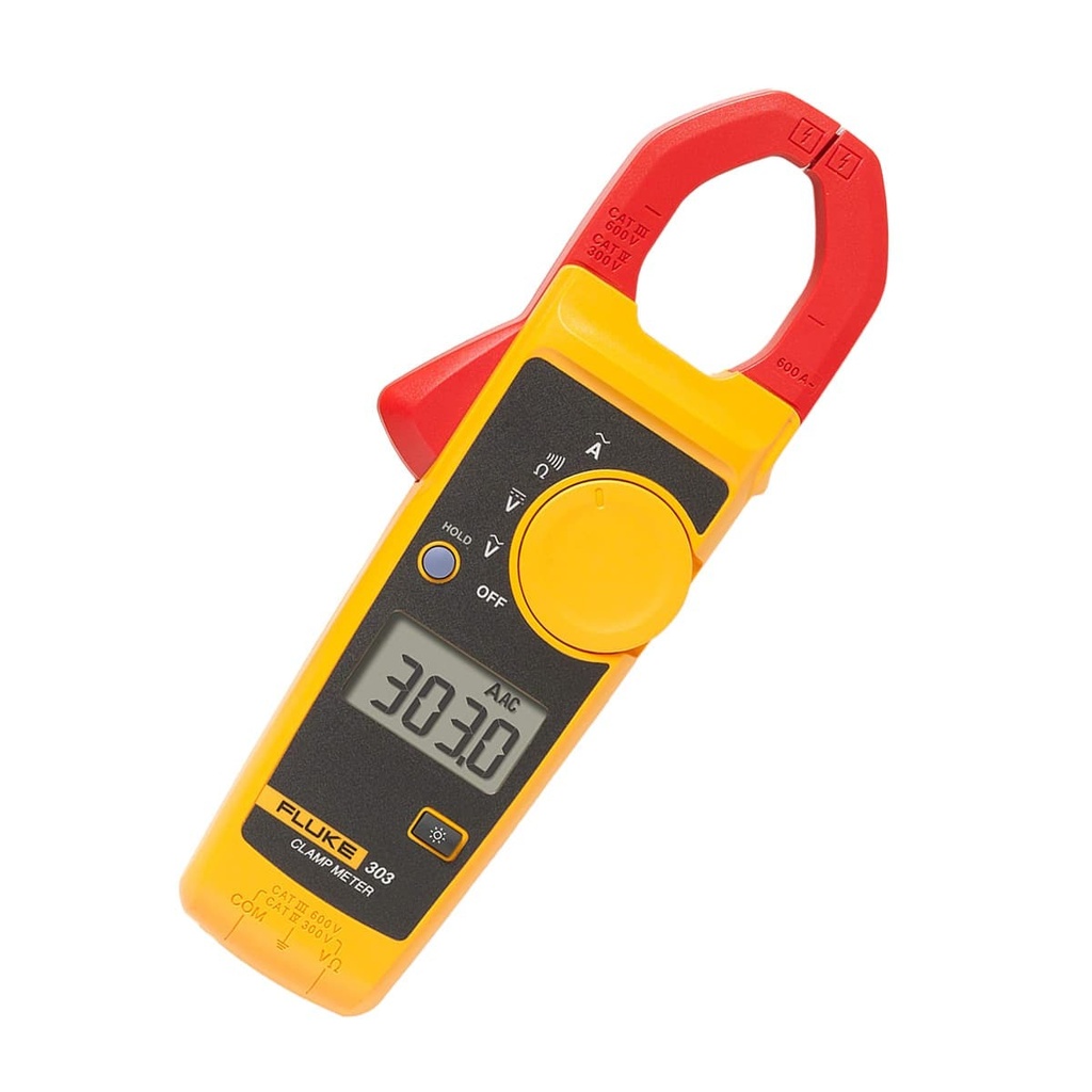 Pinza amperométrica de valor medio de 600 ACA y 600 VCA/VCC. SÓLO SE COMERCIALIZA EN UN MÍNIMO DE 10 UNIDADES Y ES COMBINABLE CON FLUKE-302+/EM ESP, FLUKE-305/EM ESP Y FLUKE-362/ESPR.  