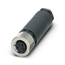 Conector, 4-polos, Hembra de conexión recto M8, codificado A, Conexión por tornillo, material de moleteado: Latón, niquelado, diámetro exterior del cable 3,5 mm ... 5 mm