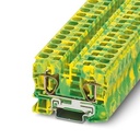 Borne de tierra para carril, tipo de conexión: Conexión por resorte, número de conexiones: 2, sección:0,2 mm² - 16 mm²,  AWG: 24 - 6, anchura: 10,2 mm, color: amarillo-verde, clase de montaje: NS 35/7,5, NS 35/15
