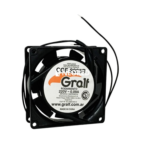 [GRACGF-8025B] MEDIDAS: 80X80X25MM
PULGADAS: 3
TIPO: RULEMAN
ALIMENTACION:  220V-0.12A
RPM: 2200
FLUJO: 16