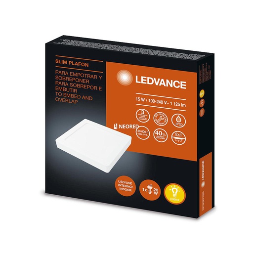 [LED7014215] LEDVANCE SLIM PLAFON CUADRADO 15W/830 G2