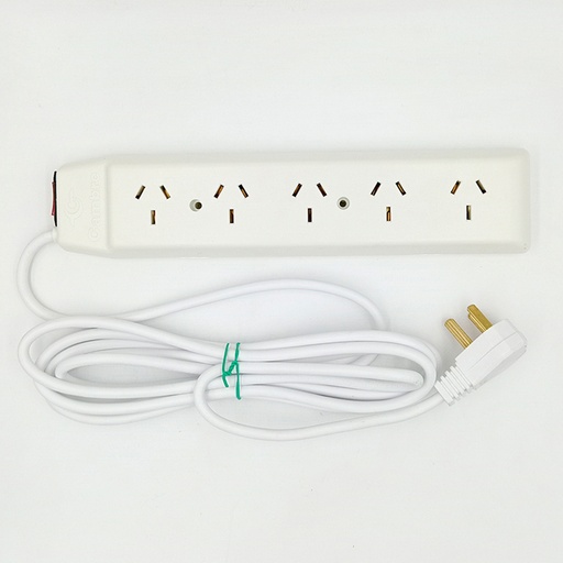 [CAM1600] PROL. DE 5 TOMAS BLANCO C/CABLE 3,00 MTS.