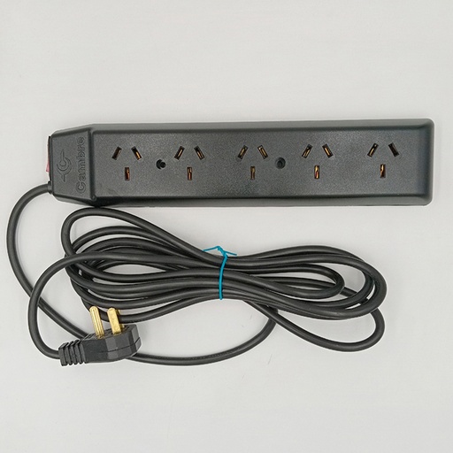 [CAM1602] Prolongador de 5 Tomas NEGRO C/CABLE 3,00 MTS.