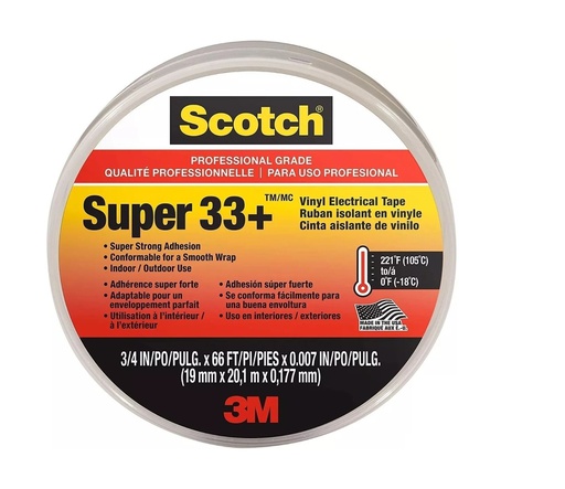 [MMM45611] Super 33+ Cinta Eléctrica Vinílica Aislante, 19mm x 20M