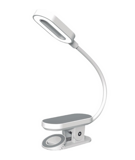 [TBCESQ1-3W-GP] LÁMPARA A LED DE ESCRITORIO AUTÓNOMA - CON BASE DE PINZA - 3W - Luz Natural - Material: PC + ABS - Color Gris - Autonomía: 2-4 hs.