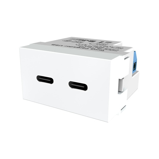 [JEL20546] Toma USB-C Doble de Carga de 3A Verona Blanco