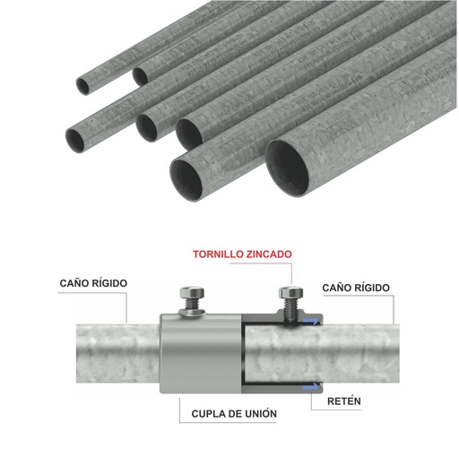 [MICKSRV 100 L] Caño galvanizado Daisa en caliente - Diámetro nominal 1" - 25,40 mm x 0.90 mm