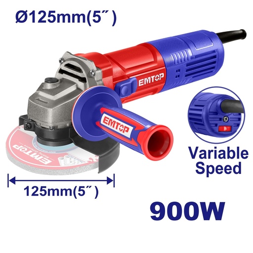 [TOTET-EAGRS090514] Amoladora angular 115-125mm 900W 5000-12000rpm EMTOP EAGRS09051-4