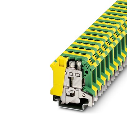 [PHO0443052] Borne de tierra para distribución, tipo de conexión: Conexión por tornillo, número de conexiones: 2, sección:2,5 mm² - 25 mm²,  AWG: 12 - 3, anchura: 12 mm, color: amarillo-verde, clase de montaje: NS 35/7,5, NS 35/15, NS 32