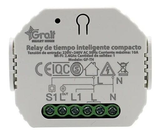 [GRAGF-TH] Relay de tiempo inteligente compacto Wi-Fi 1 Salida