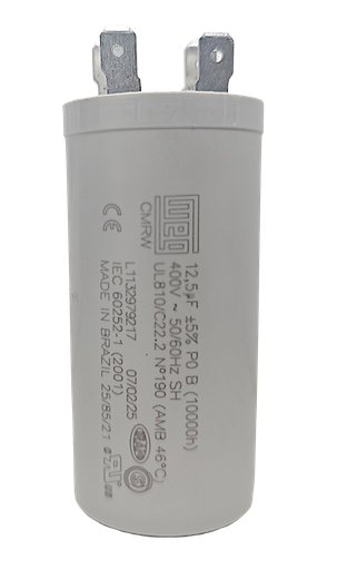 [MUL241255] CONDENSADOR ILUMINACIÓN-MOTORES WEG -400vca CMLW - IEC 60252-1 12,5uf. x 400vca. Fast-On Caja x 70 unid.