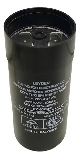 [MUL392170] CAPACITOR ELECTROLÍTICO PARA ARRANQUE DE MOTORES EN 220vca 170 / 190 uf.