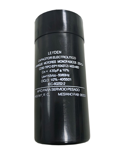 [MUL392400] CAPACITOR ELECTROLÍTICO PARA ARRANQUE DE MOTORES EN 220vca 400 / 460 uf.
