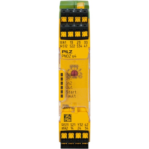 [FMN751104] Dispositivo de seguridad PNOZsigma (standalone), entradas: conexionado monocanal/bicanal con/sin detección de derivación, rearme manual/automático, salidas: 3 NA, 1 NC, 1 SEMIC., UB 24 V DC, ancho: 22, 5 mm, bornes de resorte enchufables, supervisión de parada de emergencia, puertas protectoras,ba rreras fotoeléctricas de seguridad. 