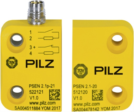 [FMN502221] Interruptor de seguridad magnético 1 n/a 1 n/c, conector macho M8 4polos con LED, forma rectangular, IP67, distancia de conmutación 8 mm, altura deco nstrucción 13 mm, VP = 1 ud. con accionador. 