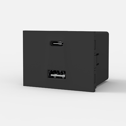 [CAM7962] MÓDULO CARGADOR USB DOBLE "A" + "C" 220v GRIS 5 A.