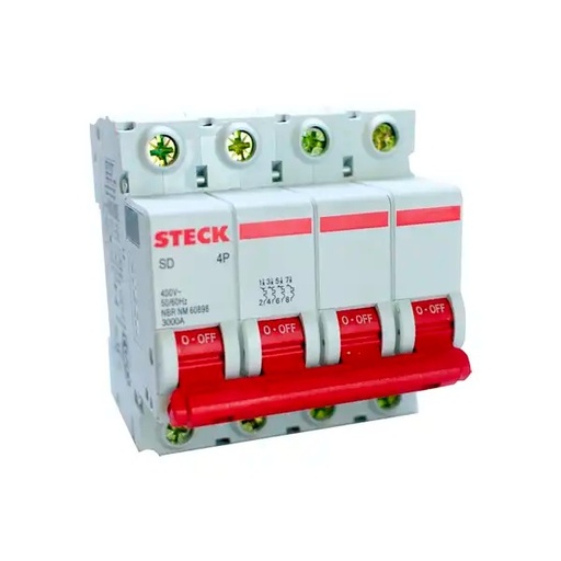 [STESDX64C50] INTERRUPTOR TERMOMAGNETICO 4X50A 4,5KA CURVA C