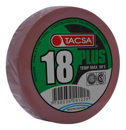 [TACPTTAC18P25M] Cinta Aisladora de PVC 19mm x 20m x 0.18mm 18 PLUS Marron