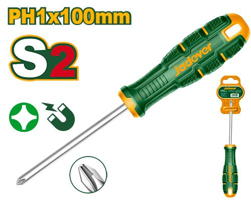 [CORJDSDB214] Destornillador Phillips PH1 - punta magnética - 5mm x 100mm - Vástago redondo: 5mm - Mango ergonómico