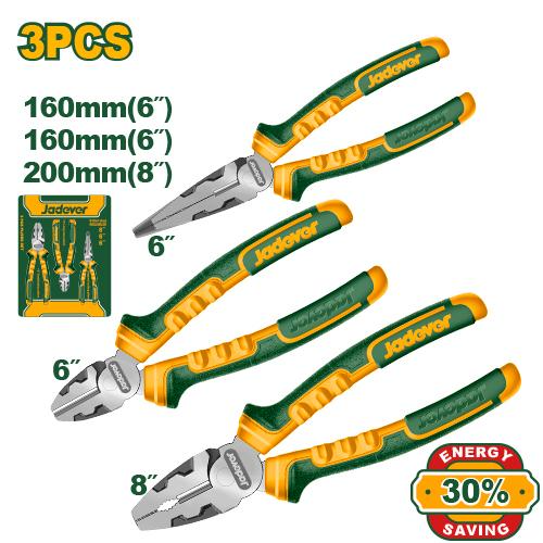 [CORJDPS0613] Kit Pinzas y alicates de alto torque 3 piezas: Pinza universal 8", Alicates de corte diagonal de 6", Pinza de punta larga de 6"