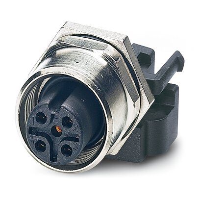 [PHO1694237] Hembra de montaje incorporado para sensores/actuadores, 5 polos, M12, codificada A, montaje en paredes posteriores/montaje atornillado, con rosca M12, protegida contra torsión, con conexión por soldadura recta