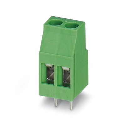 [PHO1711026] Borne p. placa de circuito impreso, corriente nominal: 24 A, tensión nominal: 400 V, paso: 5 mm, número de polos: 2, tipo de conexión: Conexión por tornillo con cápsula de tracción, montaje: Soldadura por ola, dirección de conexión conductor/placa de circ