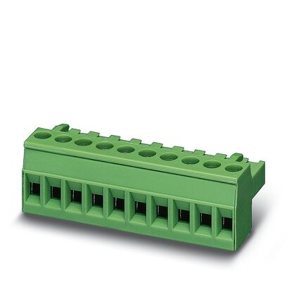 [PHO1779851] Conector para placa de circuito impreso, corriente nominal: 12 A, tensión de dimensionamiento (III/2): 320 V, número de polos: 4, paso: 5 mm, tipo de conexión: Conexión por tornillo con cápsula de tracción, color: verde, superficie contactos: Estaño