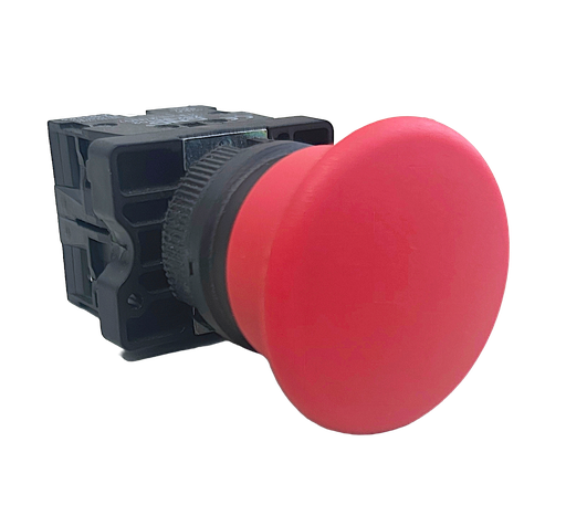 [CNCLAY5-EC45] PULSADOR DE EMERGENCIA PLASTICO HONGO 40MM ROJO (1 NORMAL CERRADO+1 NORMAL ABIERTO)