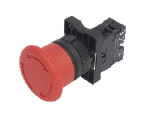 [CNCLAY5-ES545] PULSADOR DE EMERGENCIA PLASTICO HONGO 40MM ROJO 1/4 GIRO (1 NORMAL CERRADO + 1 NORMAL ABIERTO)