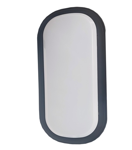 [LUMOVAL 18 CCT] Plafón ovalado, 220-240V, 18W, IP54, 137x267., Clase II, temp. de color 3000-4000-6500ºK, NEGRO 