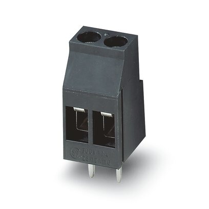 [PHO1985988] PCB terminal block, nominal current: 24 A, nom. voltage: 320 V, pitch: 5.08 mm, number of positions: 2, connection method: Screw connection with tension sleeve, mounting: THR soldering, conductor/PCB connection direction: 0 °, color: black. This article c