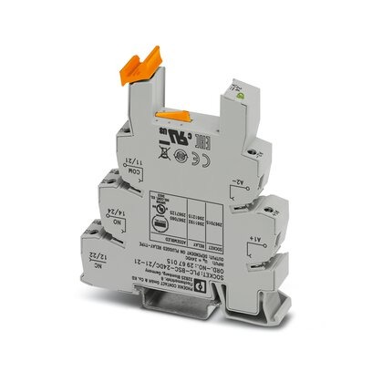 [PHO2967015] Borne de base PLC de 14 mm con conexión por tornillo, sin equipamiento de relé o relé de estado sólido, para montar sobre carril NS 35/7,5, 2 contactos conmutados, tensión de entrada 24 V DC