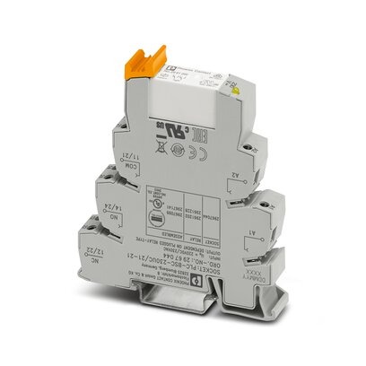 [PHO2967099] Interfaz PLC, compuesta por borne de base PLC-BSC.../21 con conexión por tornillo y relé miniatura enchufable con contacto de potencia, para el montaje sobre carril NS 35/7,5, 2 contacto conmutado, tensión de entrada 230 V AC/220 V DC