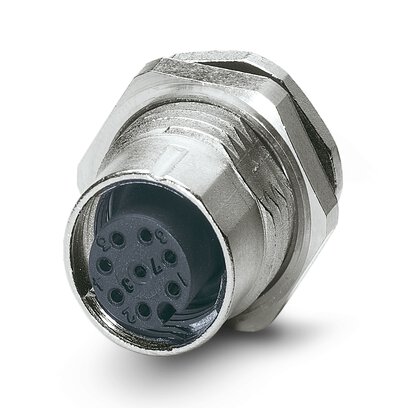 [PHO1542774] Hembra de montaje incorporado para sensores/actuadores, 8 polos, SPEEDCON M12, montaje en paredes posteriores/montaje atornillado, con rosca Pg9, con conexión por soldadura recta