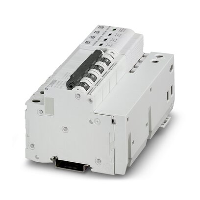 [PHO2882750] Combinación de protección contra sobretensiones tipo 2 y fusible previo de descargador, con monitorización del descargador y del fusible previo, en combinación con contacto de indicación remota. Ejecución: Sistema de 5 conductores (L1, L2, L3, N, PE), mon