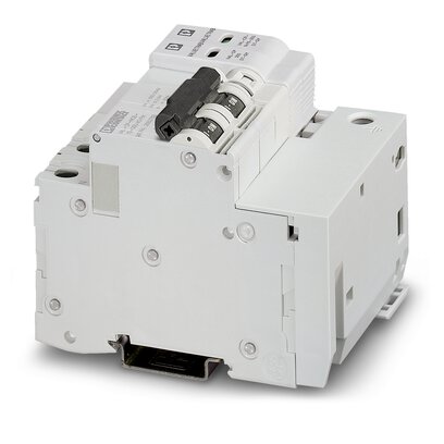 [PHO2882763] Combinación de protección contra sobretensiones tipo 2 y fusible previo de descargador, con monitorización del descargador y del fusible previo, en combinación con contacto de indicación remota. Ejecución: Sistema de 3 conductores (L1, N, PE), montaje en 